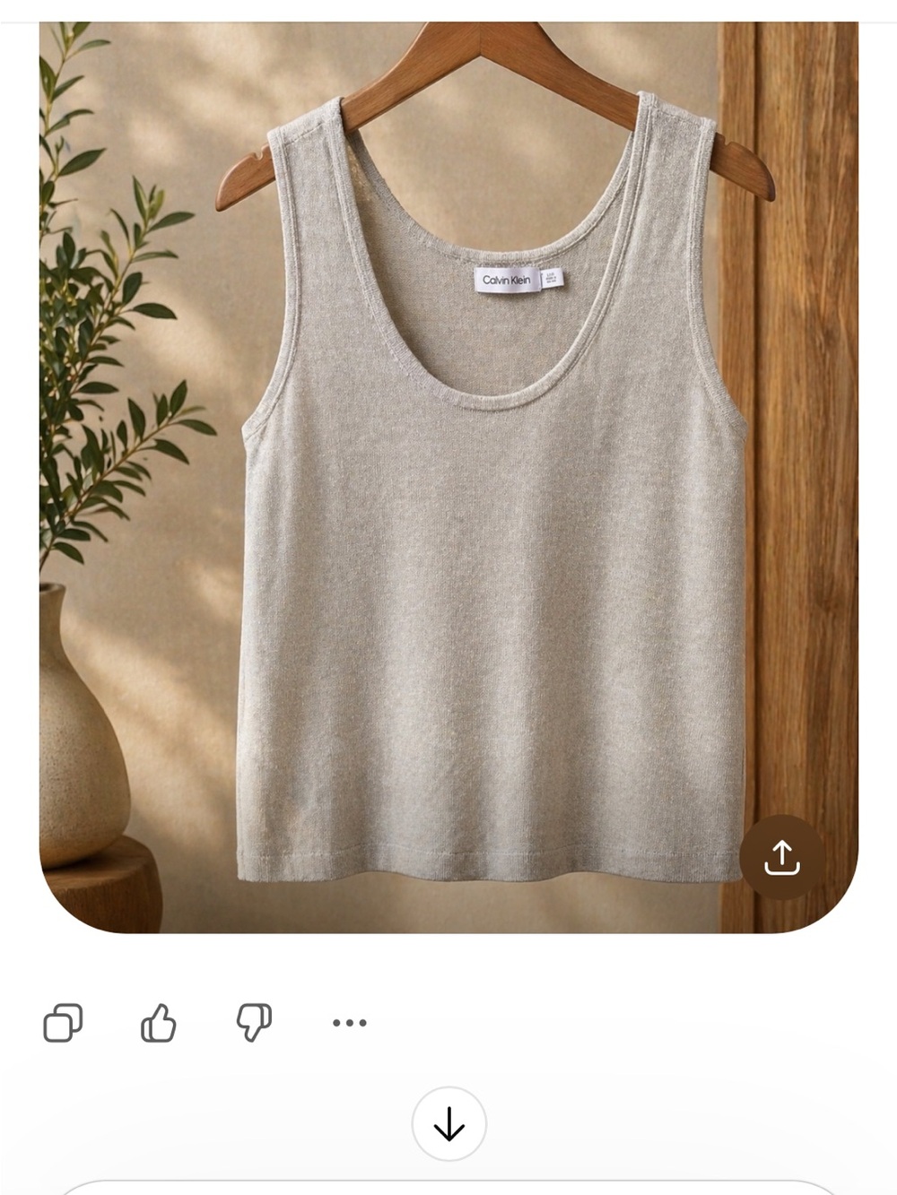 Calvin Klein sage green Scoop Neck Knit Tank